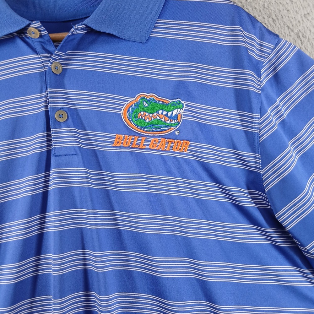 Nike Golf Florida Gators Polo Shirt XL Blue Striped Dri-FIT EUC - Picture 6 of 10